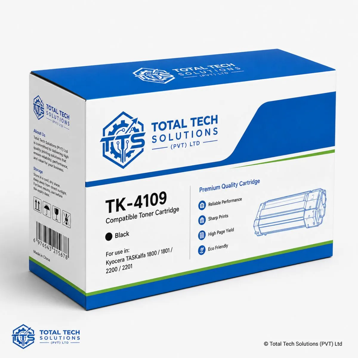 Total Tech Solutions TK-4109 Compatible Black Toner Cartridge for Kyocera TASKalfa 1800/1801/2200/2201, image 4