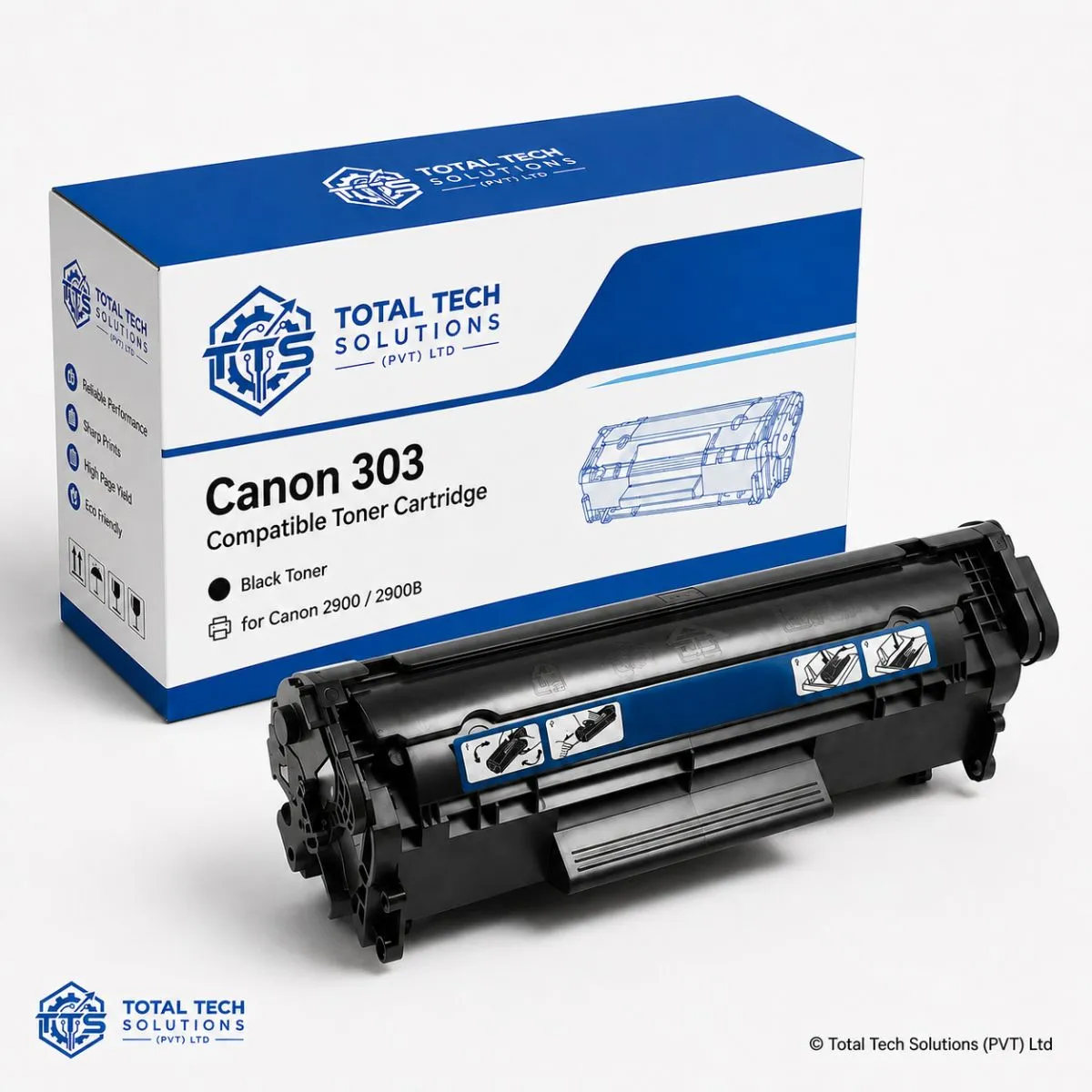 Total Tech Solutions Canon 303 Black Compatible Toner Cartridge for LBP2900 / LBP2900B