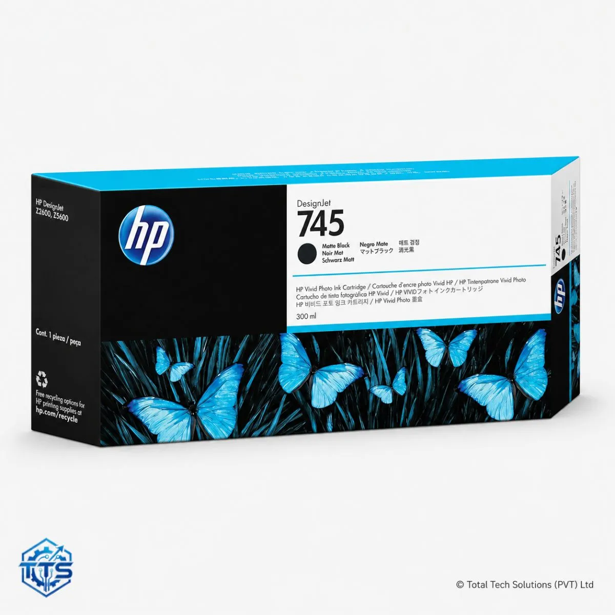 HP 745 300-ml Matte Black Original DesignJet Ink Cartridge, image 2