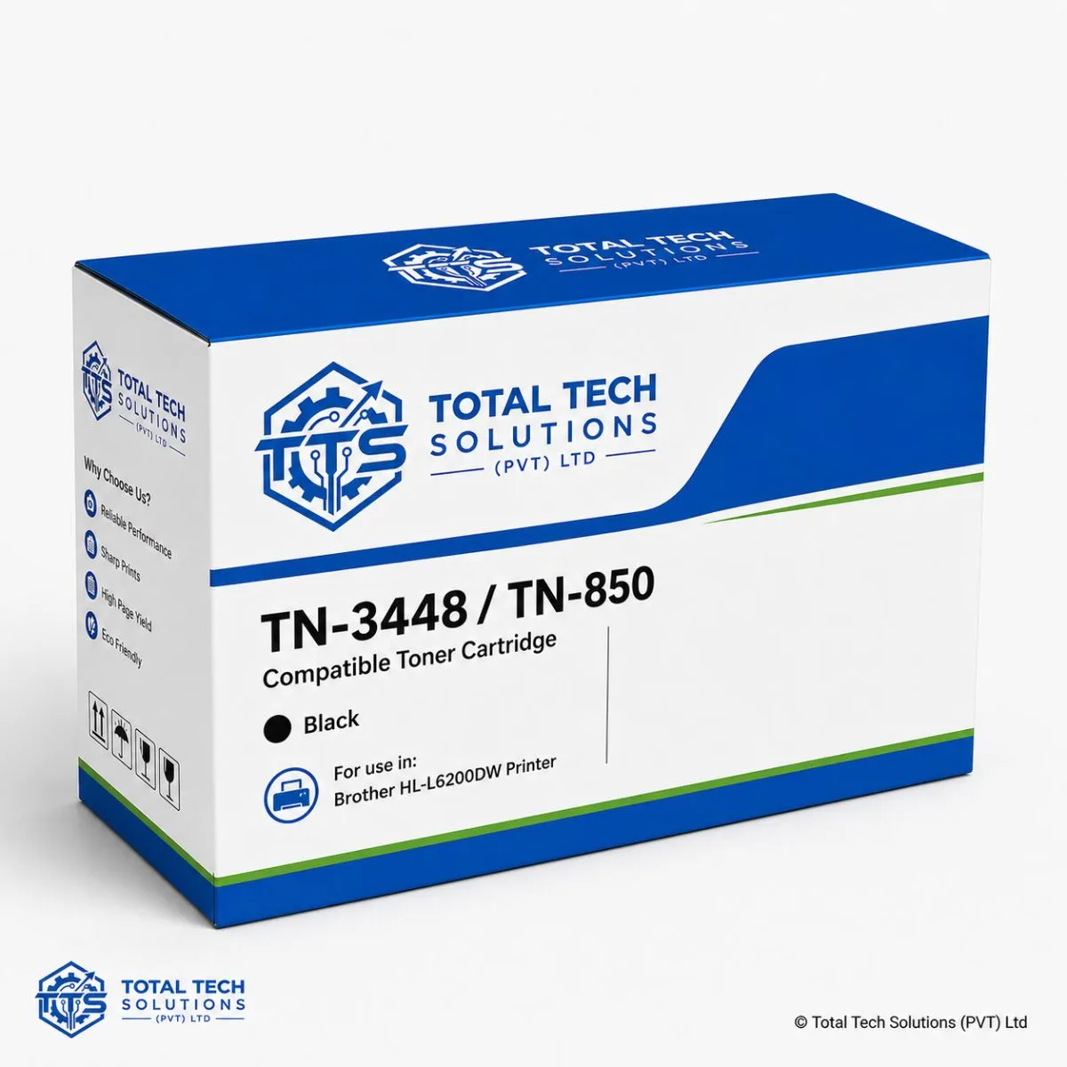 Total Tech Solutions TN-3448 / TN-850 Compatible Black Toner Cartridge for Brother HL-L6200DW Printer, image 4