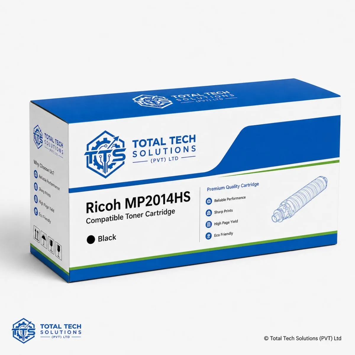 Total Tech Solutions Ricoh MP 2014HS Compatible Black Toner Cartridge for MP 2014 / MP 2014D / MP 2014AD, image 3