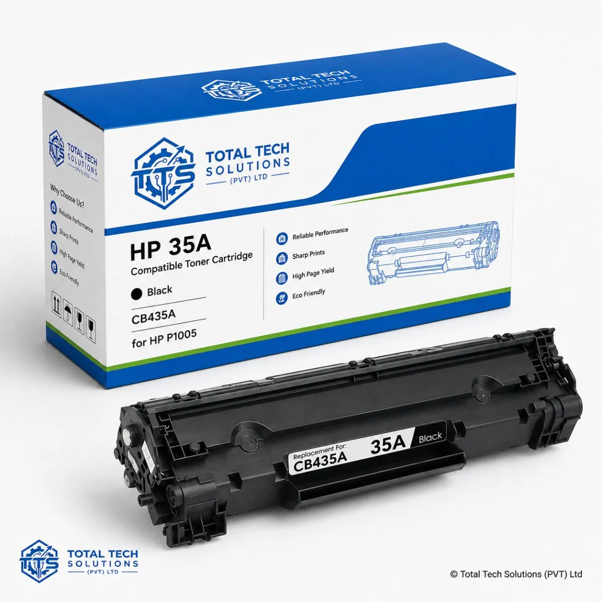 Total Tech Solutions HP 35A Compatible Black Toner Cartridge for HP LaserJet P1005 - CB435A