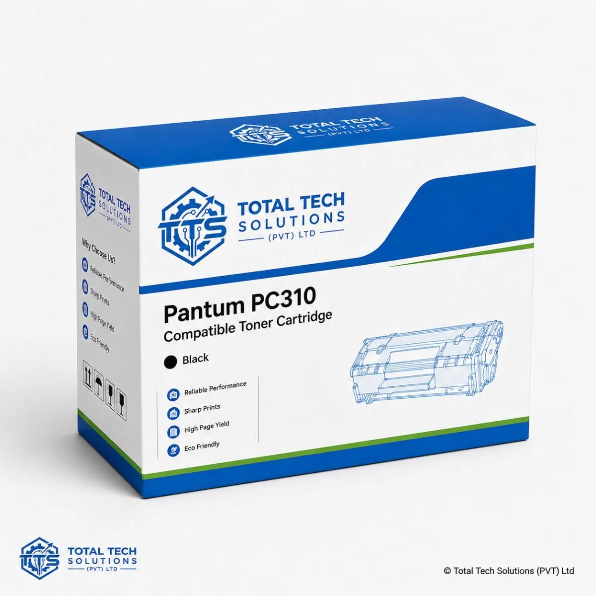 Total Tech Solutions Pantum PC-310 Compatible Black Toner Cartridge, image 2