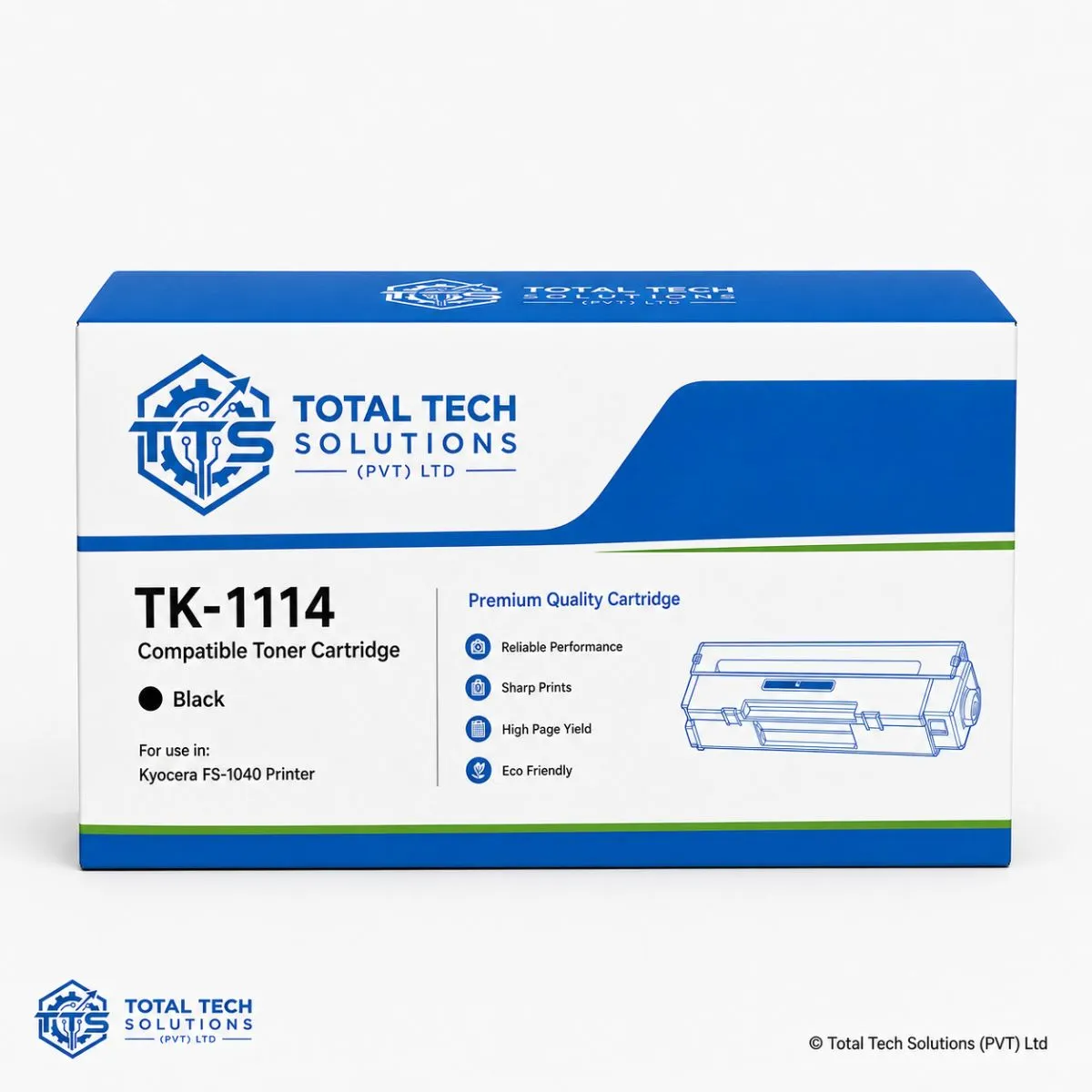 Total Tech Solutions TK-1114 Compatible Black Toner Cartridge for Kyocera FS-1040, image 2