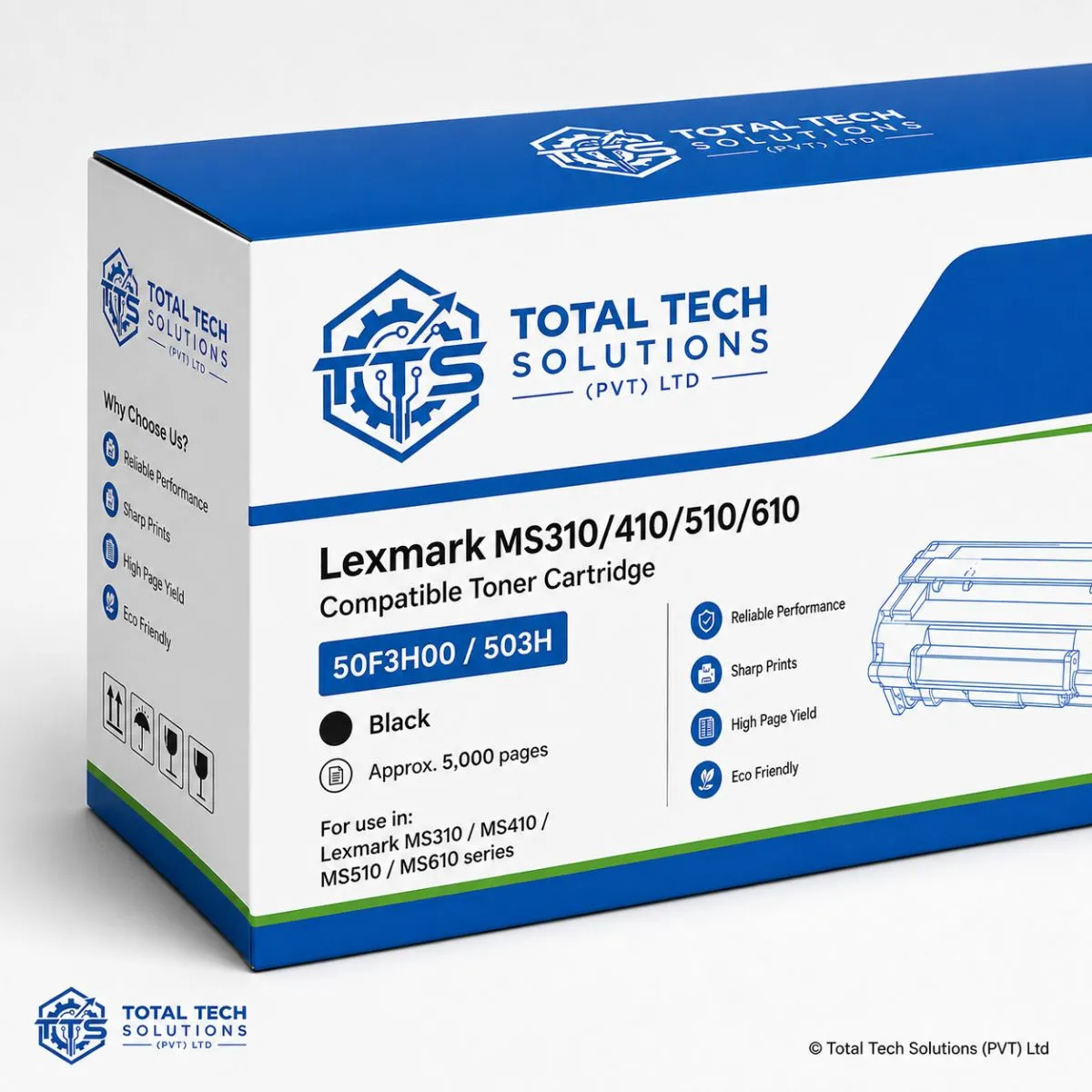 Lexmark Compatible Lexmark MS310 / MS410 / MS510 / MS610 Compatible Toner Black 5000 Page 50F3H00, image 4