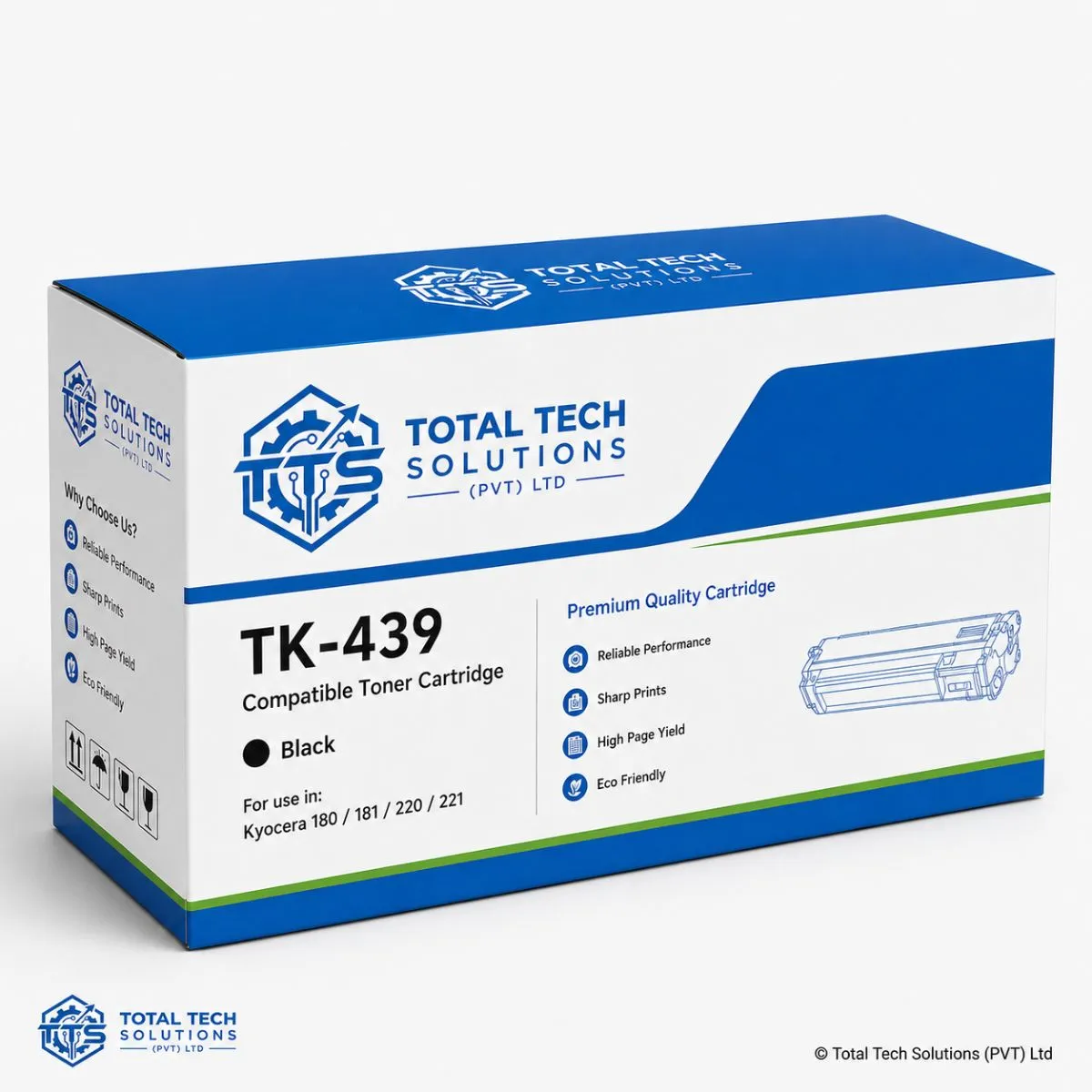 Total Tech Solutions TK-439 Compatible Black Toner Cartridge for Kyocera TASKalfa 180/181/220/221
