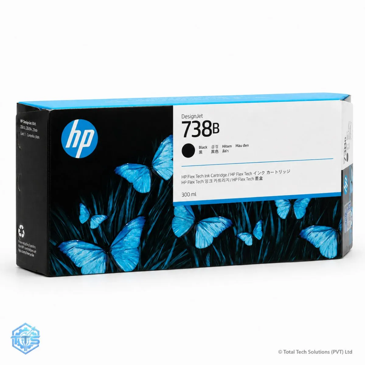 HP 738B 300-ml Black Original DesignJet Ink Cartridge, image 2