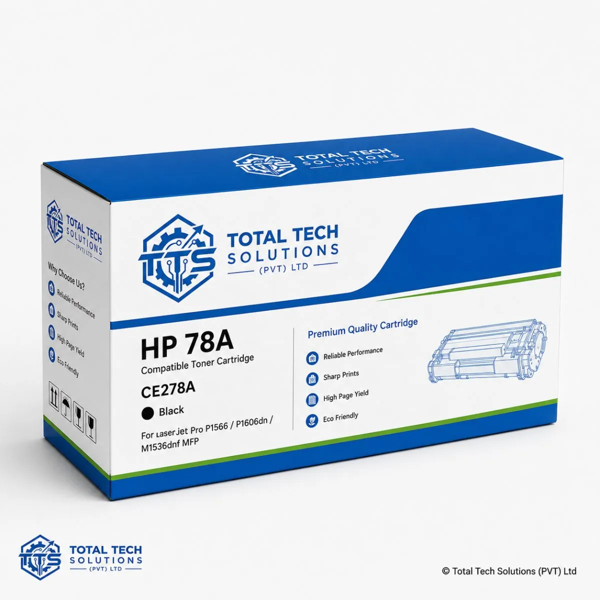 Total Tech Solutions HP 78A Compatible Black Toner Cartridge - CE278A, image 2
