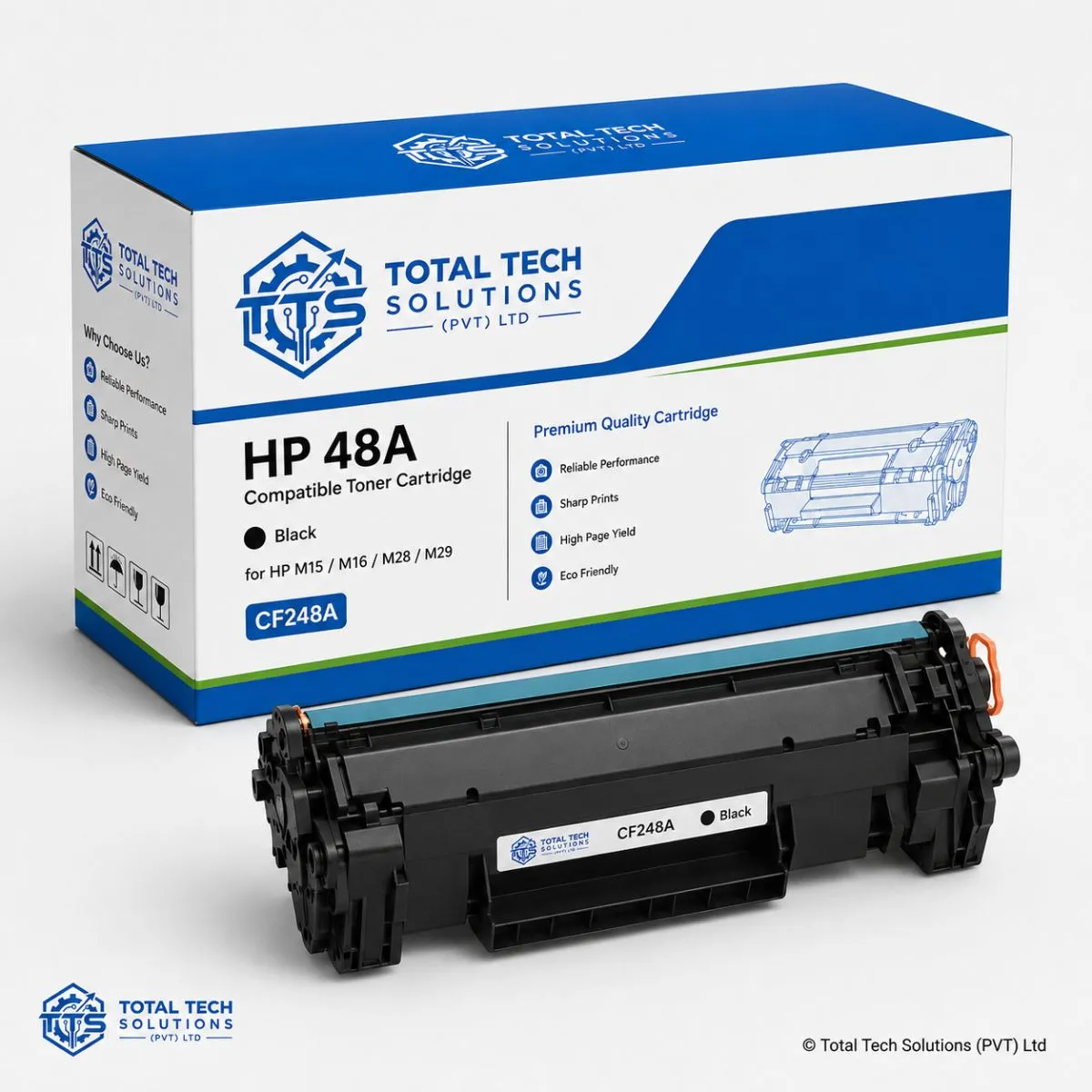 Total Tech Solutions HP 48A Compatible Black Toner Cartridge for HP M15 / M16 / M28 / M29 - CF248A