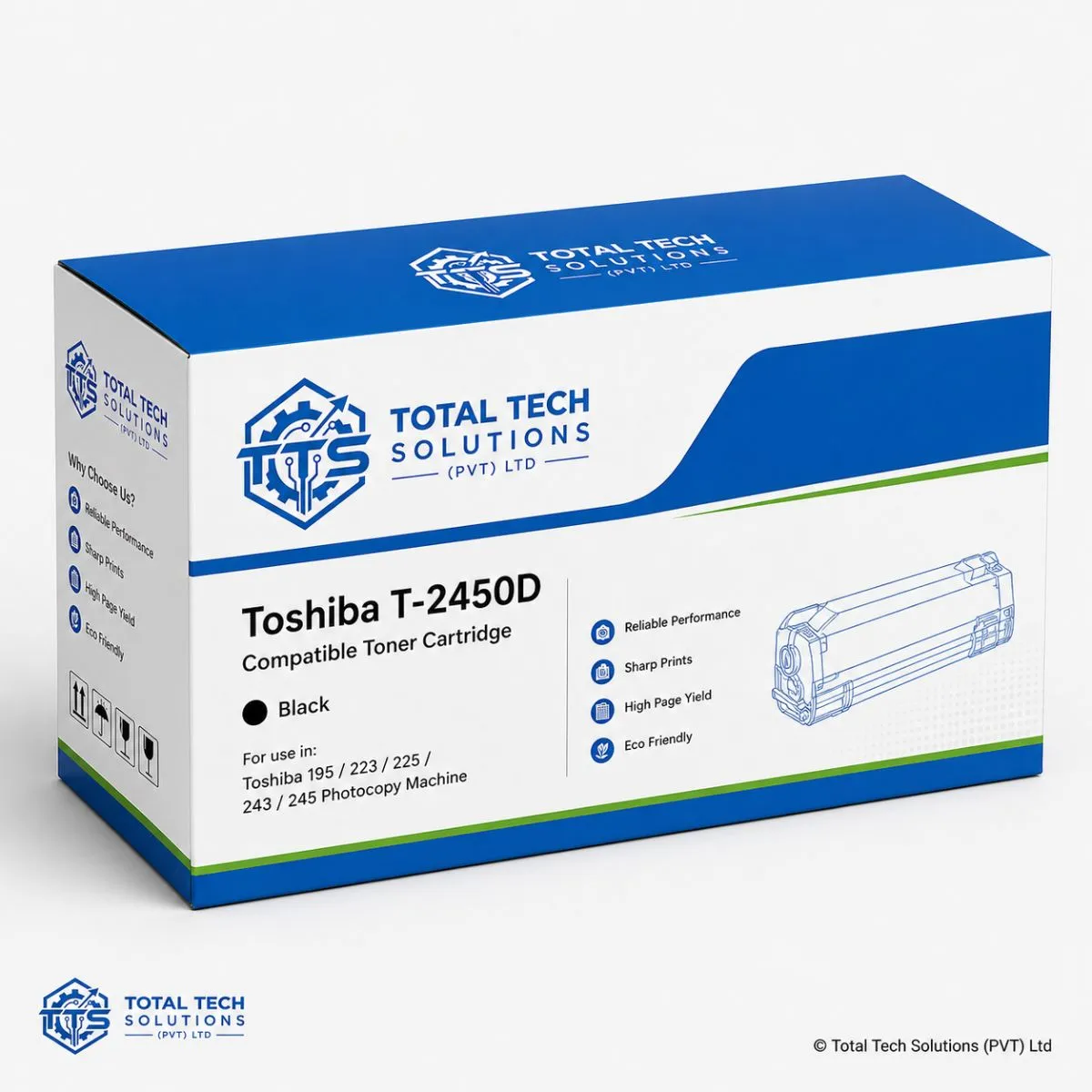 Total Tech Solutions Toshiba T-2450D Compatible Black Toner Cartridge for e-STUDIO 195 / 223 / 225 / 243 / 245, image 2