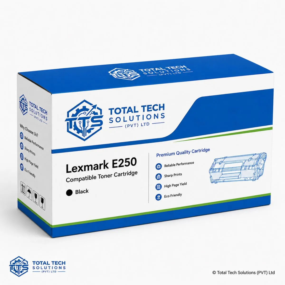 Total Tech Solutions Lexmark E250 Compatible Black Toner Cartridge, image 3