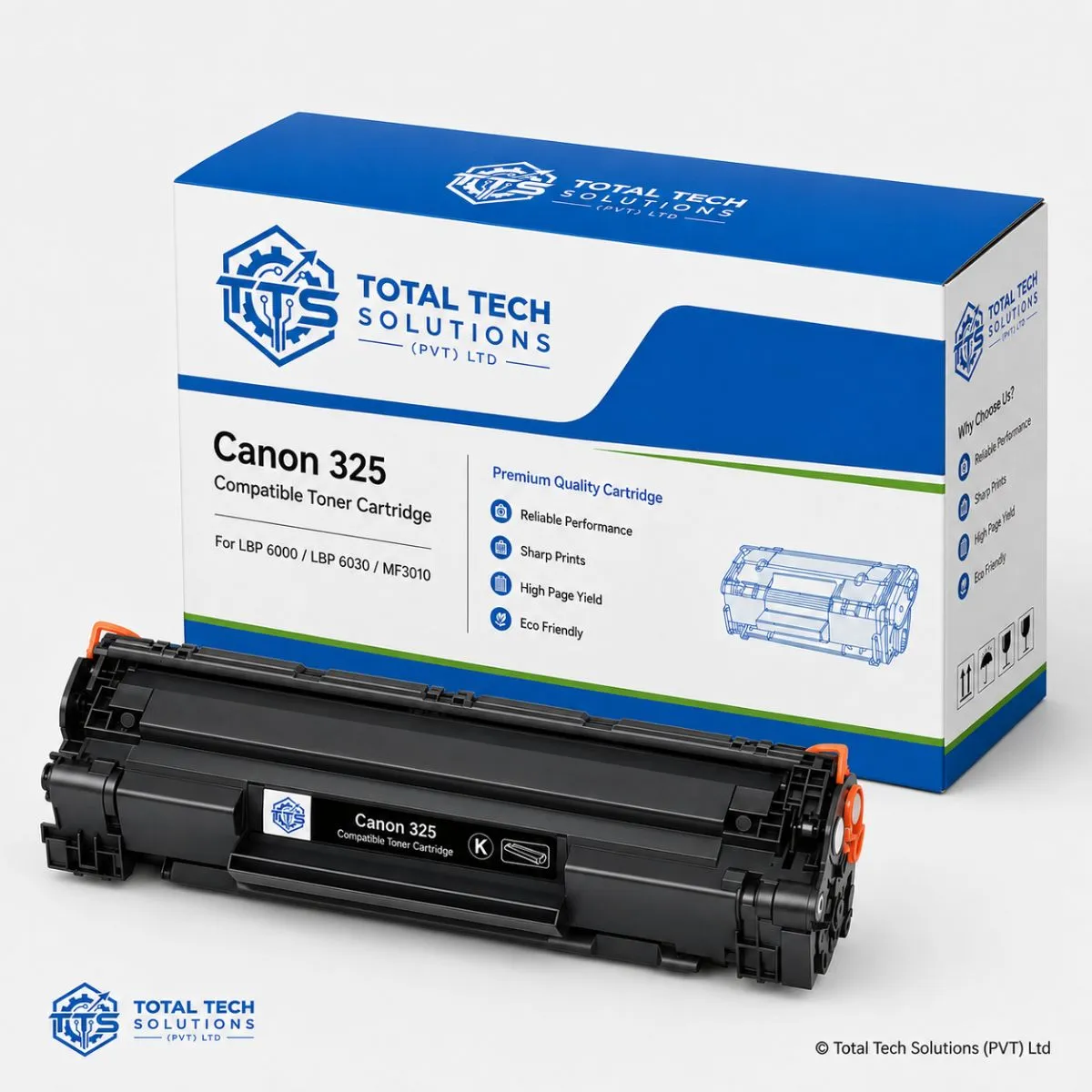 Total Tech Solutions Canon 325 Black Compatible Toner Cartridge for LBP6000/LBP6030, image 3