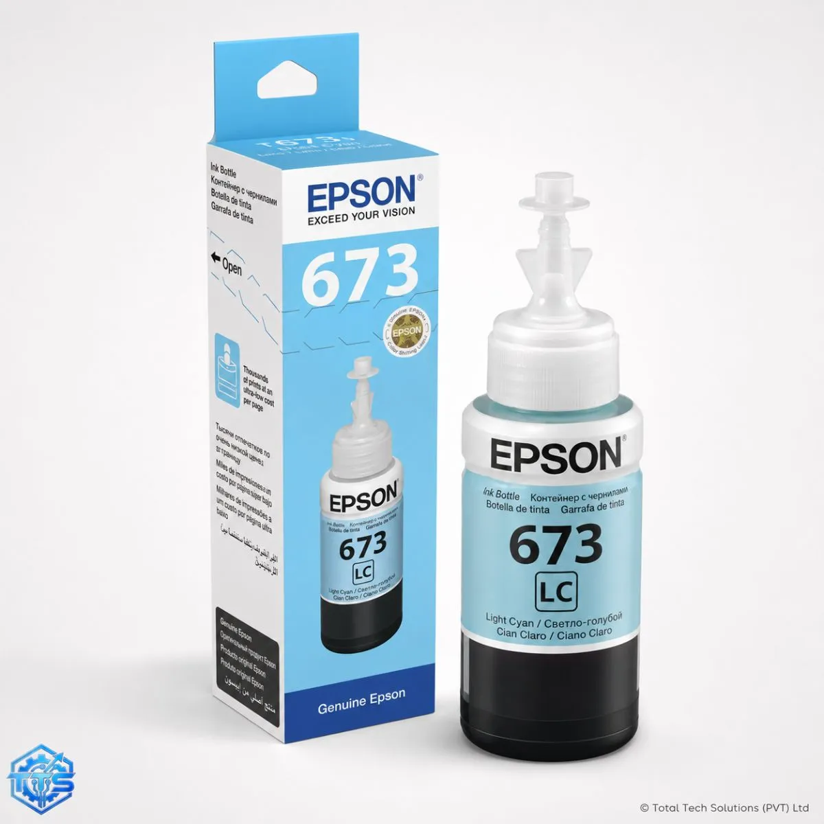 Epson T6735 70ml Light Cyan Original Ink Bottle for L800 / L805 / L850 / L1800, image 2