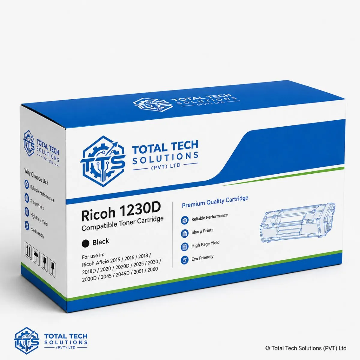 Total Tech Solutions Ricoh Type 1230D Compatible Black Toner Cartridge, image 3