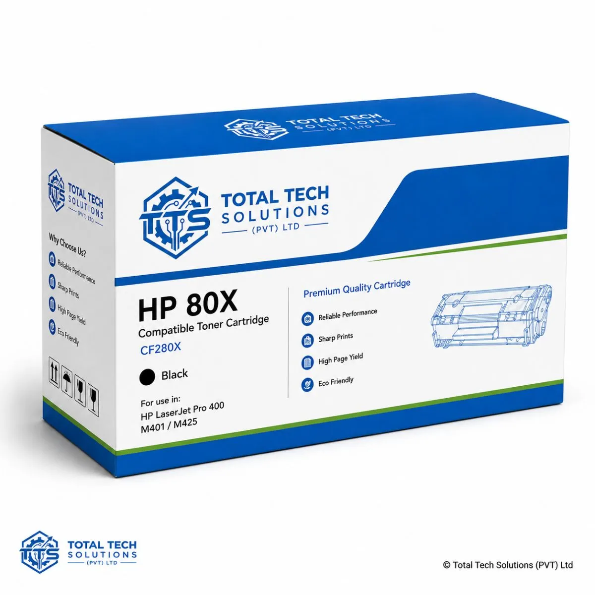 Total Tech Solutions HP 80X Compatible Black Toner Cartridge - CF280X, image 3