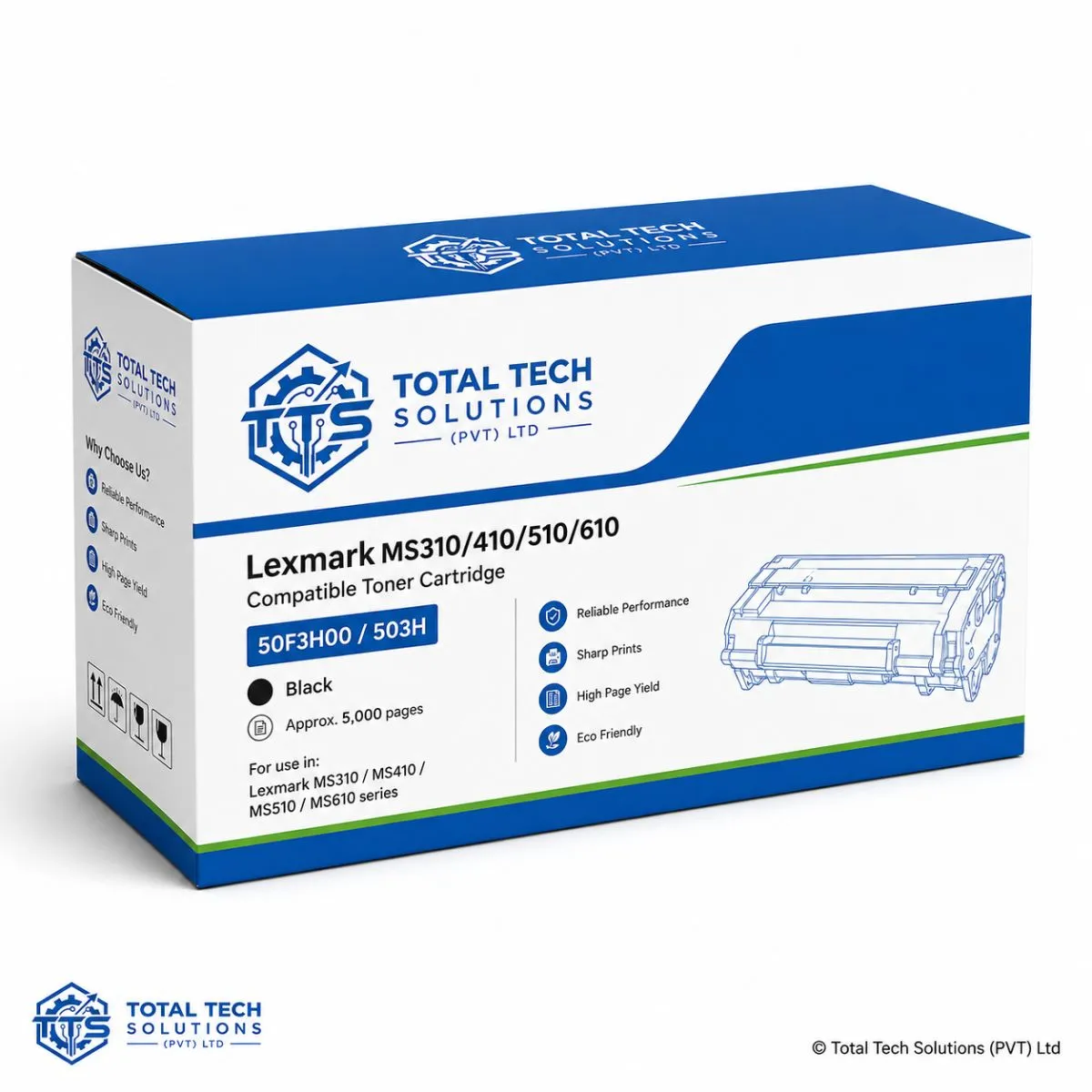 Lexmark Compatible Lexmark MS310 / MS410 / MS510 / MS610 Compatible Toner Black 5000 Page 50F3H00, image 2