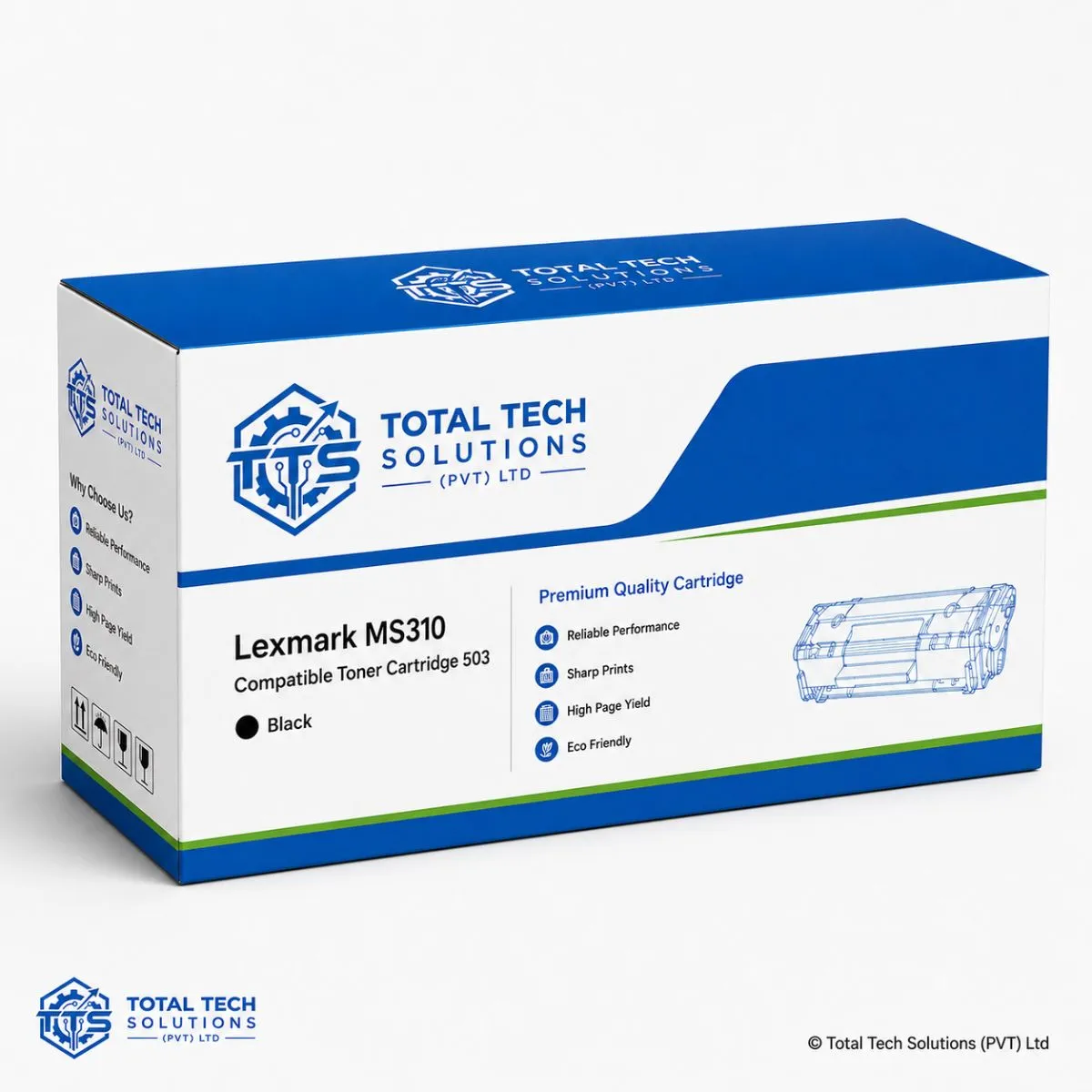 Total Tech Solutions Lexmark 503 Compatible Black Toner Cartridge for MS310d / MS310dn Printers, image 3