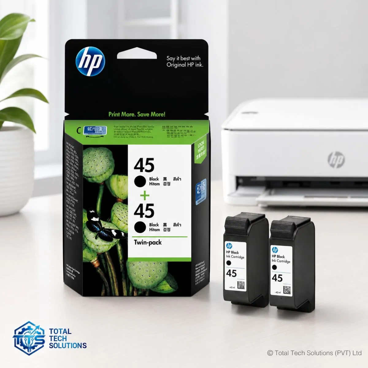 HP 45 Black Twin Pack Ink Cartridges, image 3