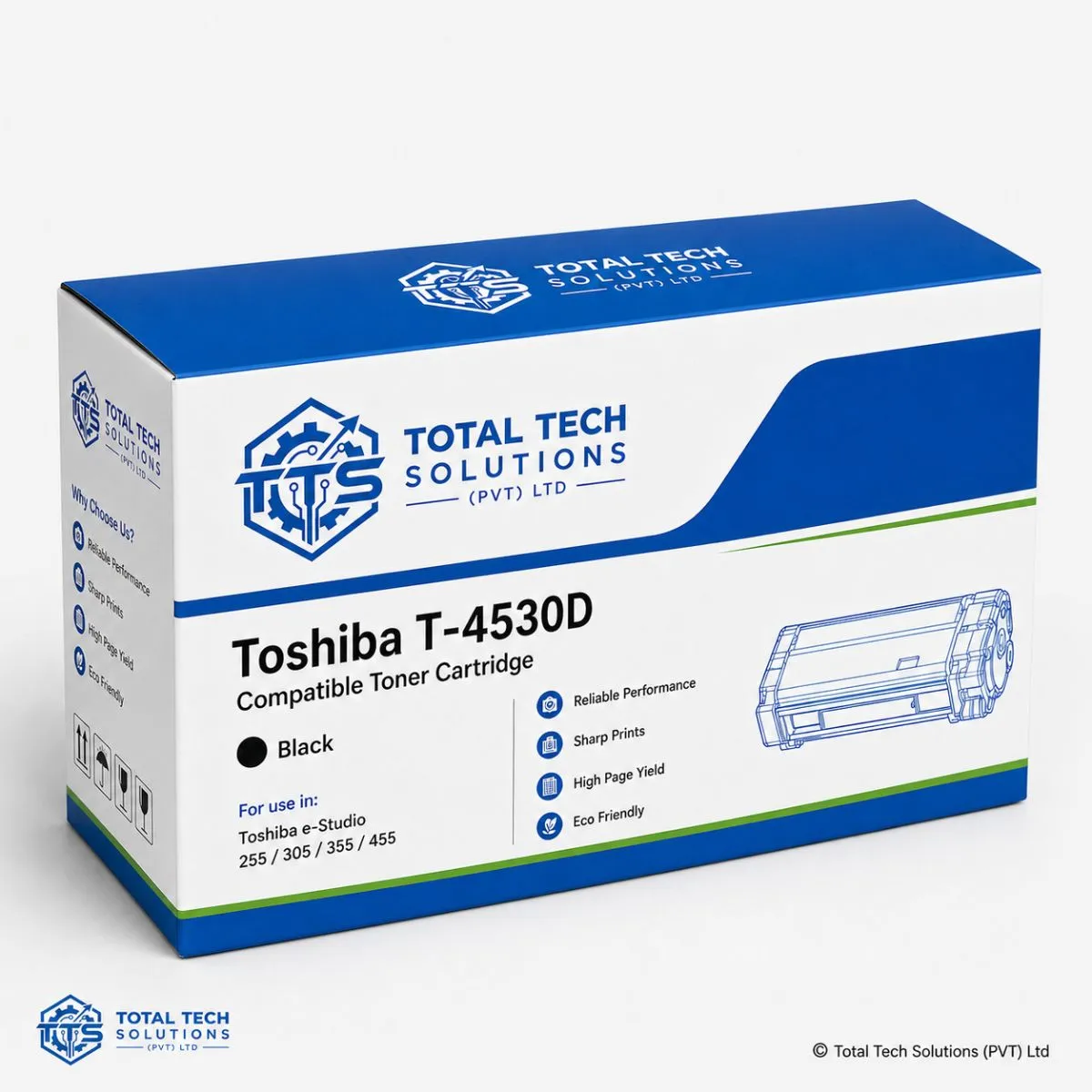 Total Tech Solutions Toshiba T-4530D Compatible Black Toner Cartridge for e-STUDIO 255 / 305 / 355 / 455, image 4