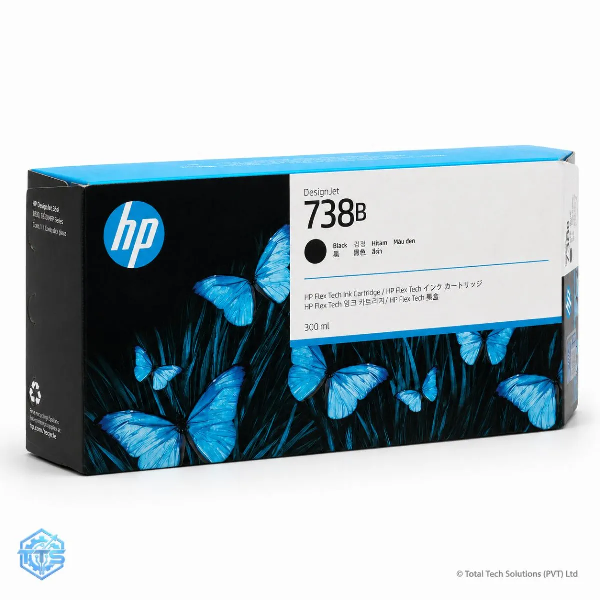 HP 738B 300-ml Black Original DesignJet Ink Cartridge, image 4