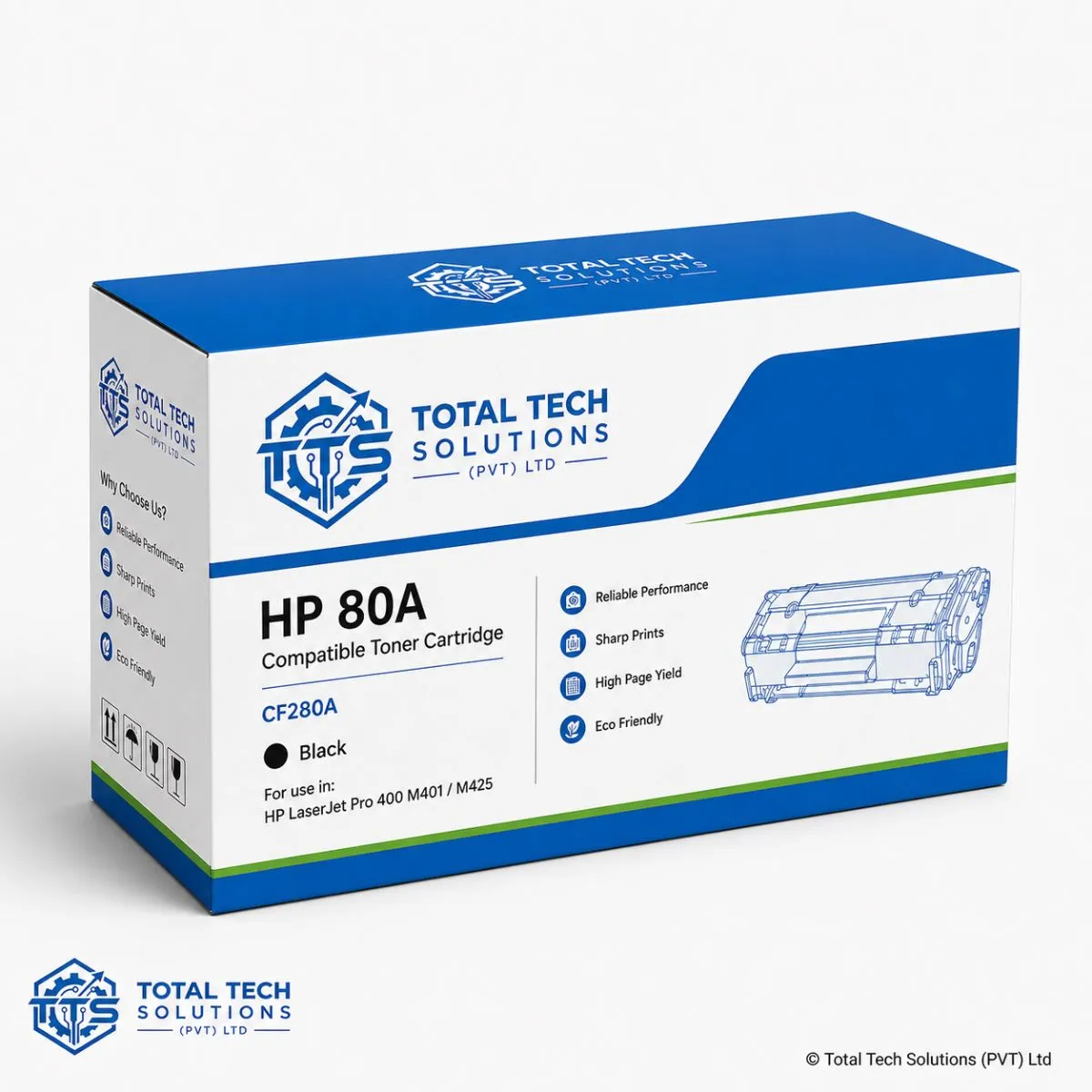 Total Tech Solutions HP 80A Compatible Black Toner Cartridge - CF280A, image 3