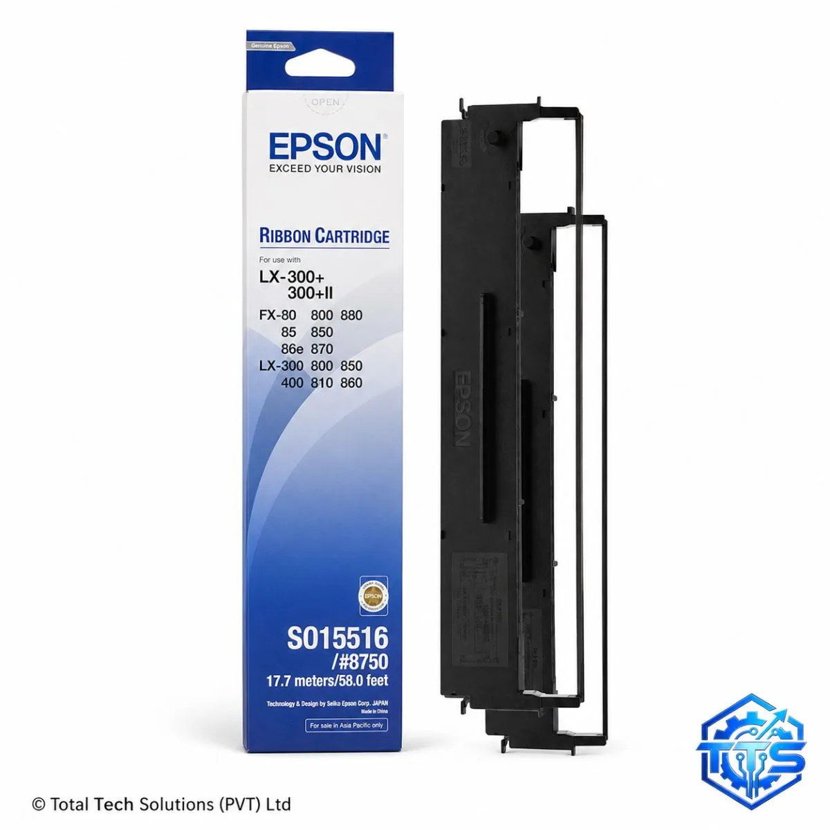 Epson LX-300 Black Original Printer Ribbon - S015516 / #8750, image 2