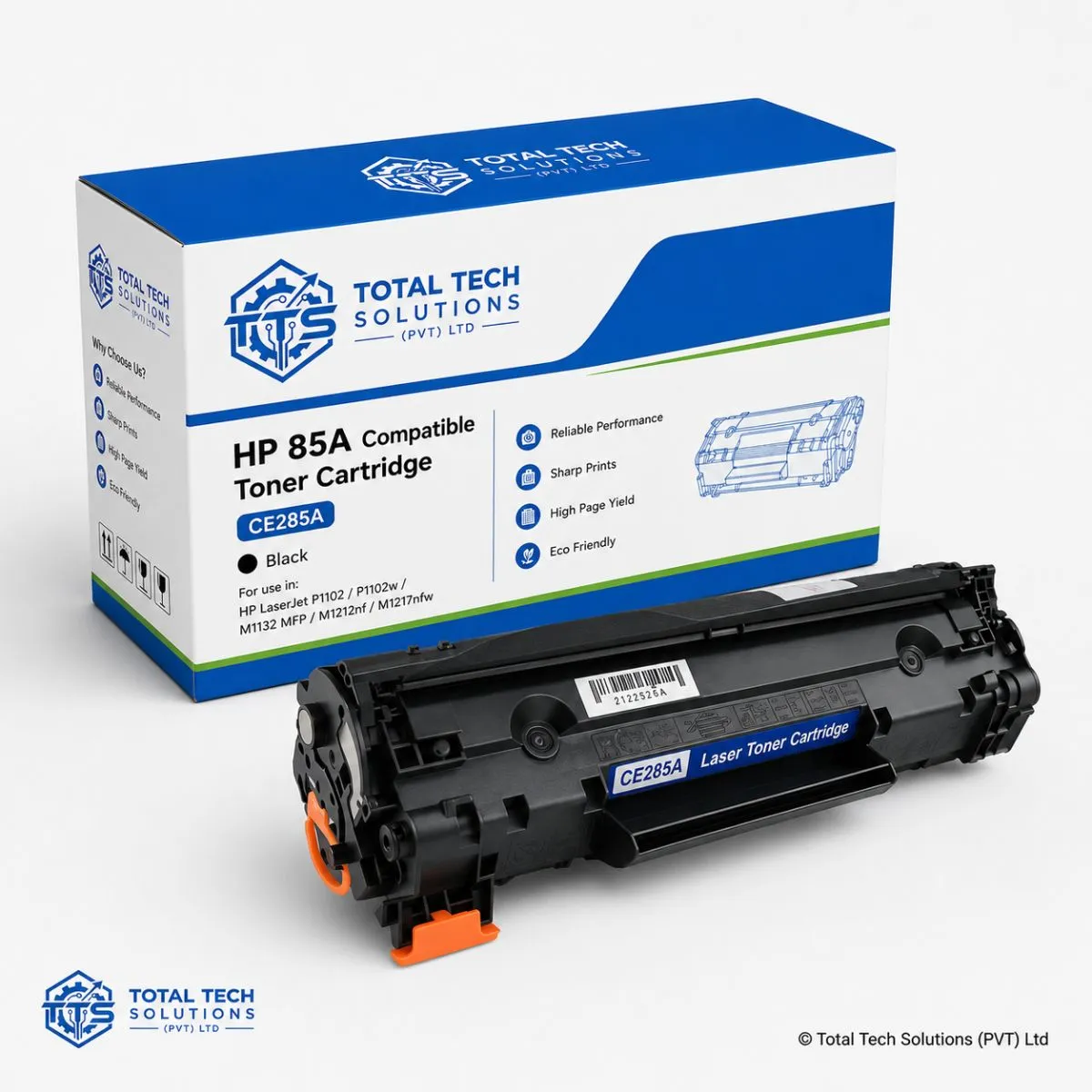 Total Tech Solutions HP 85A Compatible Black Toner Cartridge for HP LaserJet Pro P1102 - CE285A