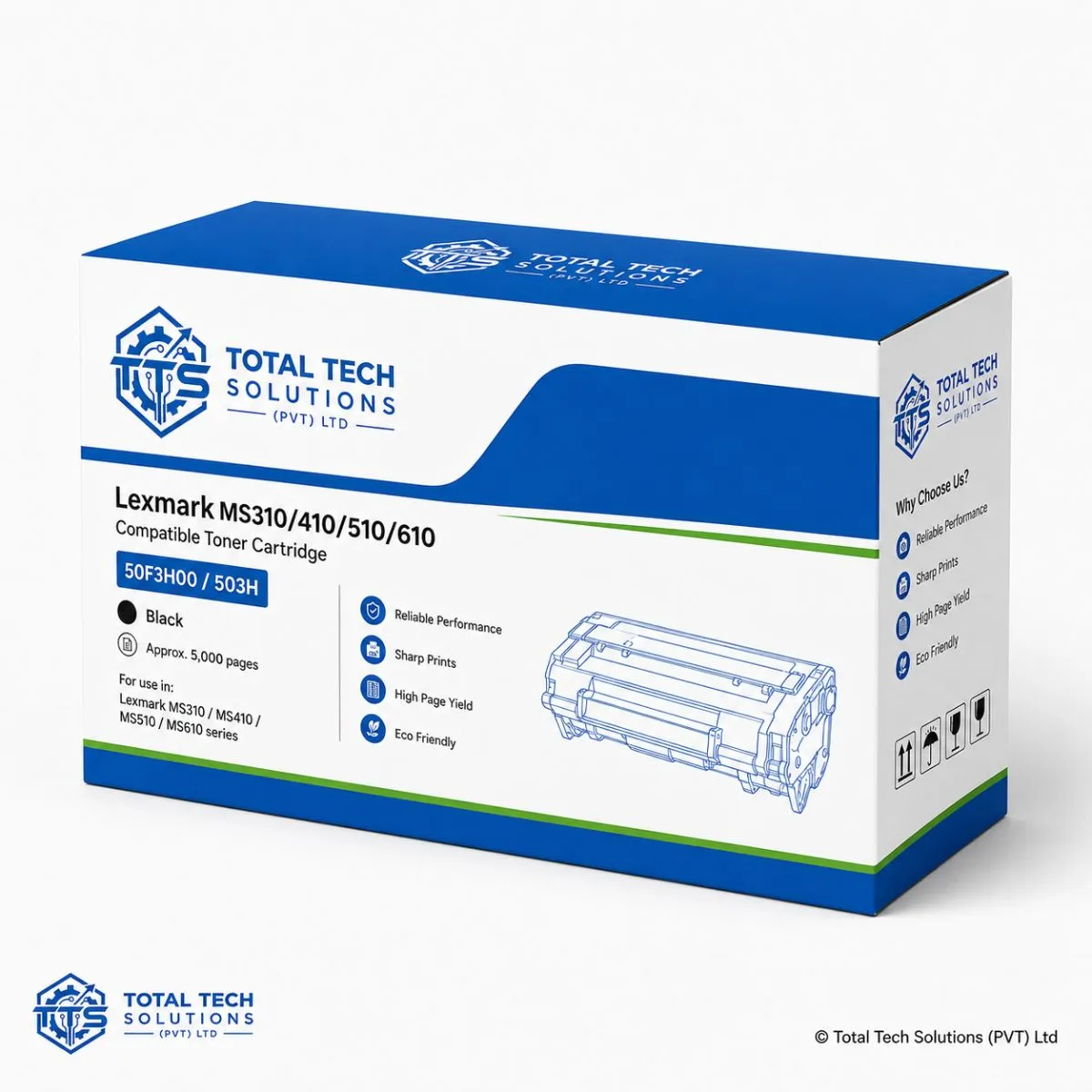 Lexmark Compatible Lexmark MS310 / MS410 / MS510 / MS610 Compatible Toner Black 5000 Page 50F3H00, image 3