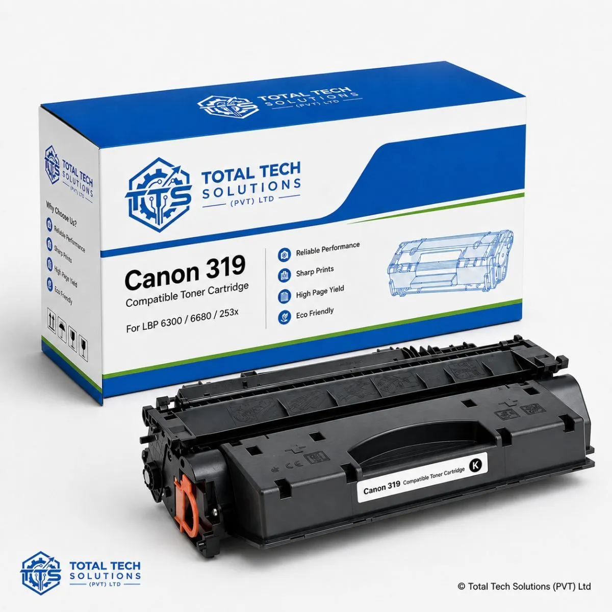 Total Tech Solutions Canon 319 Black Compatible Toner Cartridge for LBP6300/LBP6680/LBP253x