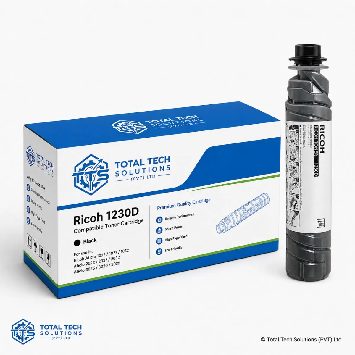 Total Tech Solutions Ricoh Type 1230D Compatible Black Toner Cartridge, image 2
