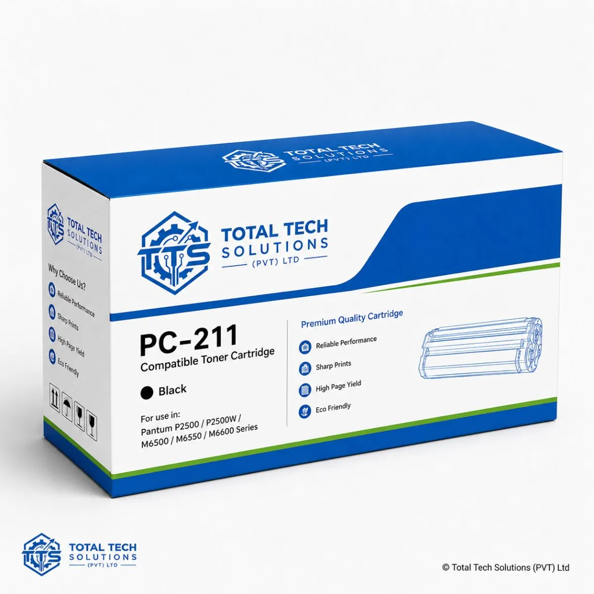 Pantum PC-211 Compatible Black Toner Cartridge for P2500/M6600