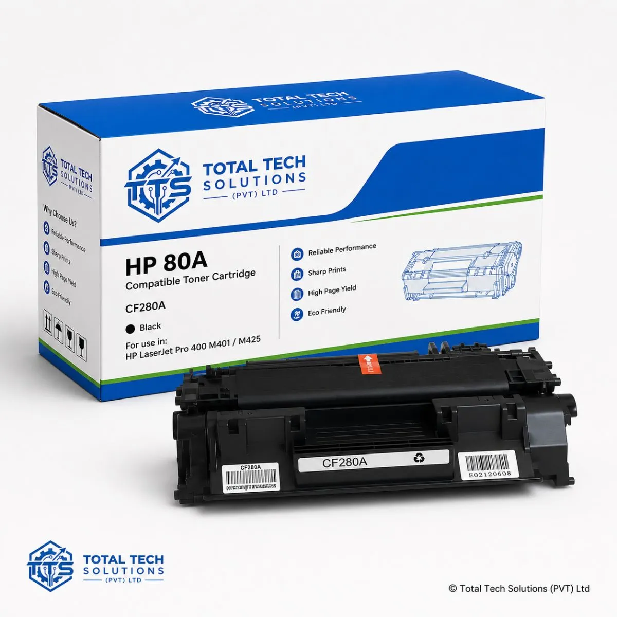 Total Tech Solutions HP 80A Compatible Black Toner Cartridge - CF280A