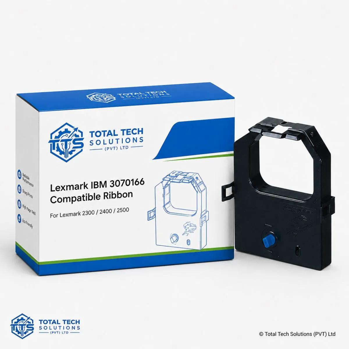 Total Tech Solutions Lexmark IBM 3070166 Compatible Black Ribbon for Lexmark 2300 / 2400 / 2500 Series, image 2