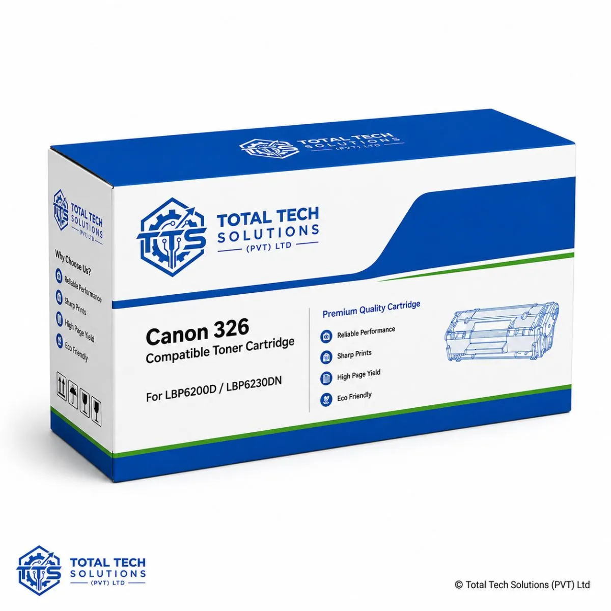 Total Tech Solutions Canon 326 Black Compatible Toner Cartridge for LBP6200D / LBP6230DN, image 3