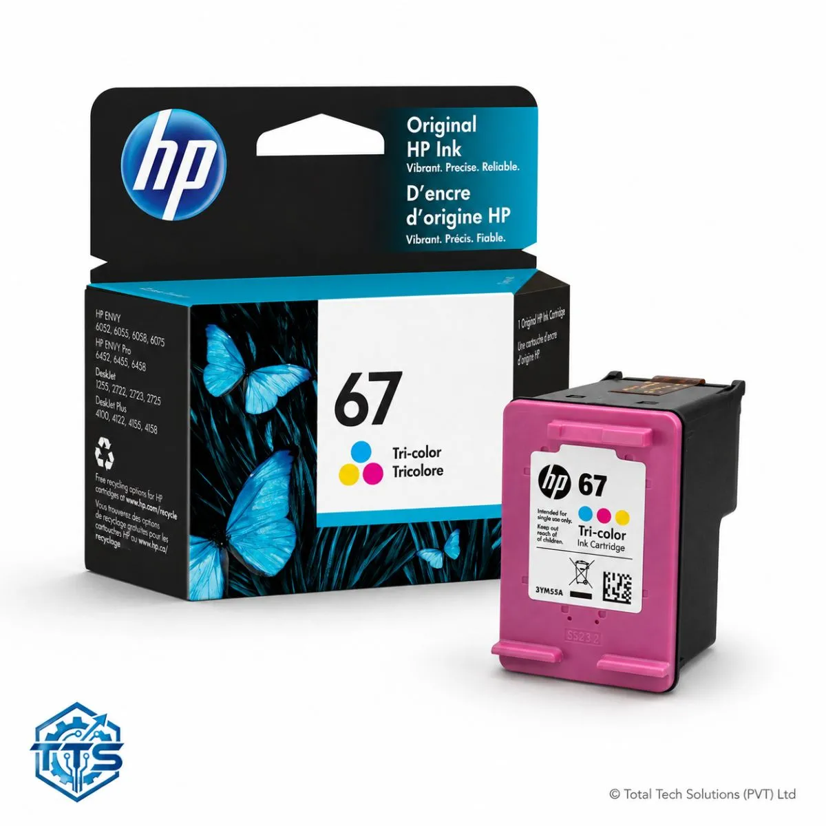HP 67 Tri-color Original Ink Cartridge, image 2