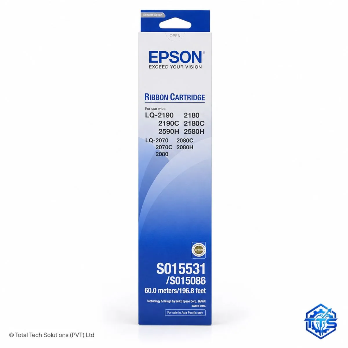 Epson LQ-2190 / 2180 / 2580 / 2070 / 2080 Black Original Printer Ribbon - S015531